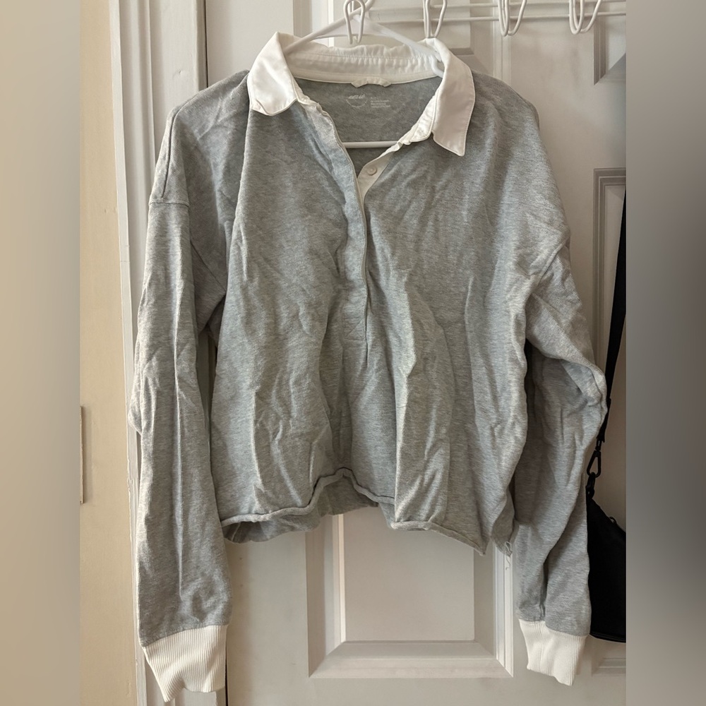 Aerie Gray Collared Sweatshirt